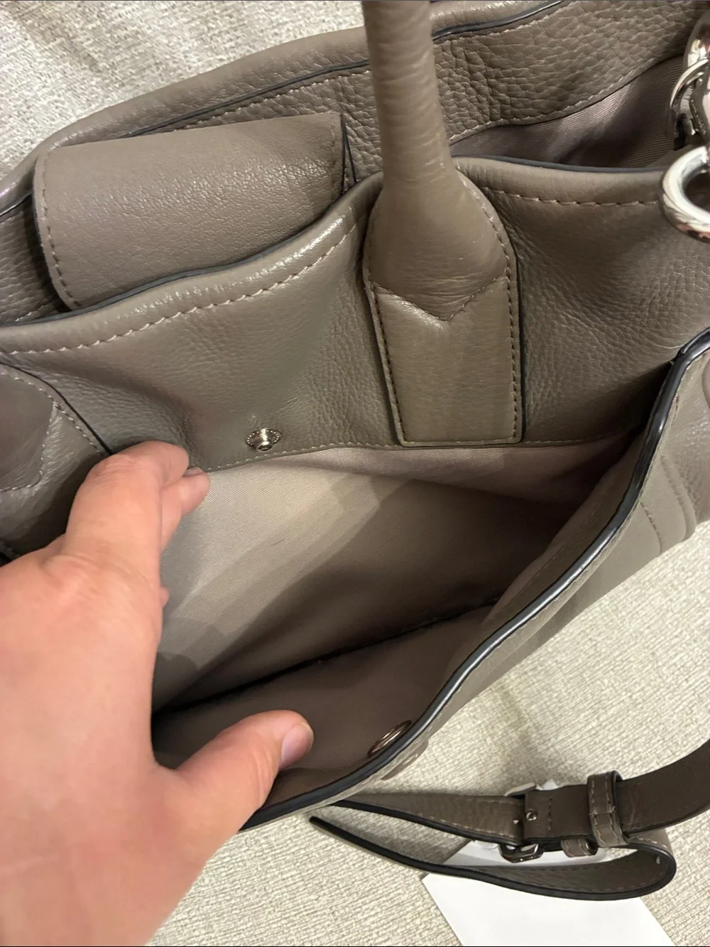 Marc Jacobs Gray Pebbled Leather Satchel with Detachable Strap